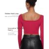imageINLYRIC Womens Natrelax Square Neck Long Sleeve Crop Top Sexy Slim Fitted Basic Stretchy T Shirts TopsViva Magenta