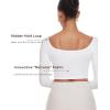 imageINLYRIC Womens Natrelax Square Neck Long Sleeve Crop Top Sexy Slim Fitted Basic Stretchy T Shirts TopsWhite