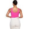 imageINLYRIC Womens Scoop Square Neck Sleeveless Bodysuit Ribbed Long Sleeve Tank Tops Slimming Body Suits JumpsuitsHot Pink