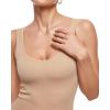 imageINLYRIC Womens Scoop Square Neck Sleeveless Bodysuit Ribbed Long Sleeve Tank Tops Slimming Body Suits JumpsuitsNatural