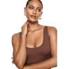 imageINLYRIC Womens Scoop Square Neck Sleeveless Bodysuit Ribbed Long Sleeve Tank Tops Slimming Body Suits JumpsuitsPinecone