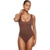 imageINLYRIC Womens Scoop Square Neck Sleeveless Bodysuit Ribbed Long Sleeve Tank Tops Slimming Body Suits JumpsuitsPinecone