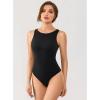 imageINLYRIC Womens Sexy Sleeveless Thong Seamless Bodysuit Racerback Tank Tops Summer Halter Tops for Going OutBlack Size Smallorder 1 Size Up