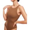 imageINLYRIC Womens Sexy Sleeveless Thong Seamless Bodysuit Racerback Tank Tops Summer Halter Tops for Going OutChipmunk Size Smallorder 1 Size Up