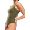 imageINLYRIC Womens Sexy Sleeveless Thong Seamless Bodysuit Racerback Tank Tops Summer Halter Tops for Going OutWarm Green Size Smallorder 1 Size Up