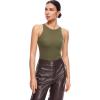 imageINLYRIC Womens Sexy Sleeveless Thong Seamless Bodysuit Racerback Tank Tops Summer Halter Tops for Going OutWarm Green Size Smallorder 1 Size Up