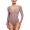 imageINLYRIC Womens Long Sleeve Sleeveless Scoop Square Neck Bodysuit Ribbed Tank Tops Slimming Body Suits JumpsuitsArgyle Purple