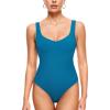imageINLYRIC Womens Natrelax Sexy V Neck Bodysuit Double Lined Slimming Sleeveless Tank Tops Bodysuits for Going OutSupersonic Blue