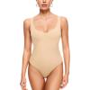 imageINLYRIC Womens Natrelax Sexy V Neck Bodysuit Double Lined Slimming Sleeveless Tank Tops Bodysuits for Going OutTan Milkshake