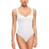 imageINLYRIC Womens Natrelax Sexy V Neck Bodysuit Double Lined Slimming Sleeveless Tank Tops Bodysuits for Going OutWhite