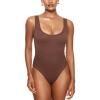 imageINLYRIC Womens Scoop Square Neck Sleeveless Bodysuit Ribbed Long Sleeve Tank Tops Slimming Body Suits JumpsuitsPinecone