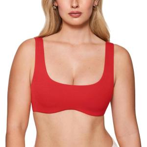 imageINLYRIC Womens Natrelax Bralette Underwire Support Double Lined Non Padded Sexy BrasDeep Red