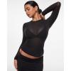 imageINLYRIC Womens Cosnufy Mesh Sheer Long Sleeve Tops See Through Crew Neck Going Out Tops Trendy Sexy ShirtsBlack