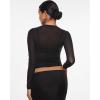 imageINLYRIC Womens Cosnufy Mesh Sheer Long Sleeve Tops See Through Crew Neck Going Out Tops Trendy Sexy ShirtsBlack