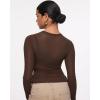 imageINLYRIC Womens Cosnufy Mesh Sheer Long Sleeve Tops See Through Crew Neck Going Out Tops Trendy Sexy ShirtsHazelnut