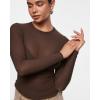 imageINLYRIC Womens Cosnufy Mesh Sheer Long Sleeve Tops See Through Crew Neck Going Out Tops Trendy Sexy ShirtsHazelnut
