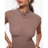 imageINLYRIC Womens Cosnufy Mesh Sheer Mock Turtle Neck Tank Tops See Through Sleeveless Sexy Summer Going Out TopsBrown Purple