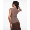 imageINLYRIC Womens Cosnufy Mesh Sheer Mock Turtle Neck Tank Tops See Through Sleeveless Sexy Summer Going Out TopsBrown Purple