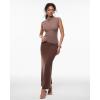 imageINLYRIC Womens Cosnufy Mesh Sheer Mock Turtle Neck Tank Tops See Through Sleeveless Sexy Summer Going Out TopsBrown Purple
