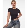 imageINLYRIC Womens Inbarely Ultra Short Sleeve Tops Crew Neck Double Lined Slim Going Out Fit T Shirts Summer Basic TopBlack