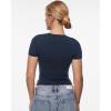 imageINLYRIC Womens Inbarely Ultra Short Sleeve Tops Crew Neck Double Lined Slim Going Out Fit T Shirts Summer Basic TopDeep Ocean Blue