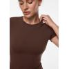 imageINLYRIC Womens Inbarely Ultra Short Sleeve Tops Crew Neck Double Lined Slim Going Out Fit T Shirts Summer Basic TopHazelnut