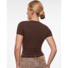 imageINLYRIC Womens Inbarely Ultra Short Sleeve Tops Crew Neck Double Lined Slim Going Out Fit T Shirts Summer Basic TopHazelnut