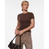 imageINLYRIC Womens Inbarely Ultra Short Sleeve Tops Crew Neck Double Lined Slim Going Out Fit T Shirts Summer Basic TopHazelnut