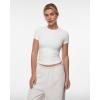 imageINLYRIC Womens Inbarely Ultra Short Sleeve Tops Crew Neck Double Lined Slim Going Out Fit T Shirts Summer Basic TopSnow White