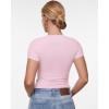 imageINLYRIC Womens Inbarely Ultra Short Sleeve Tops Crew Neck Double Lined Slim Going Out Fit T Shirts Summer Basic TopSweet Pink