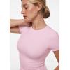 imageINLYRIC Womens Inbarely Ultra Short Sleeve Tops Crew Neck Double Lined Slim Going Out Fit T Shirts Summer Basic TopSweet Pink