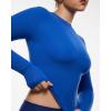 imageINLYRIC Womens Long Sleeve TShirts Crew Neck Basic Fitted Slim Crop Tops Going Out Trendy Tops Spring TeesAzure Blue