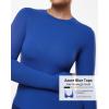 imageINLYRIC Womens Long Sleeve TShirts Crew Neck Basic Fitted Slim Crop Tops Going Out Trendy Tops Spring TeesAzure Blue