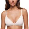 imageINLYRIC Womens Inbarely Triangle Bralette Plunge Unlined Seamless Bra No Underwire Sexy Comfortable EverydayCoconut White  See Through