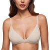 imageINLYRIC Womens Inbarely Triangle Bralette Plunge Unlined Seamless Bra No Underwire Sexy Comfortable EverydayFlax Beige