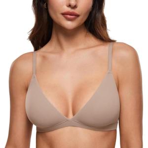 imageINLYRIC Womens Inbarely Triangle Bralette Plunge Unlined Seamless Bra No Underwire Sexy Comfortable EverydayRose Gray