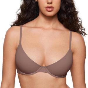 imageINLYRIC Womens Inbarely Plus Balconette Bra  Lightly Padded Underwire Sexy Tshirt Demi Bras SupportiveBrown Purple  Size Up One Cup