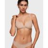 imageINLYRIC Womens Inbarely Triangle Bralette Comfortable Unlined V Neck Wireless Smoothing Bra Top StretchWheat Beige