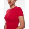 imageINLYRIC Womens Inbarely Ultra Short Sleeve Tops Crew Neck Double Lined Slim Going Out Fit T Shirts Summer Basic TopLipstick Red