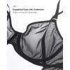 imageINLYRIC Womens Sheer Demi Balconette Bra  Sexy Mesh Unlined Underwire See Through Demi BrasBlack  Size Up One Cup