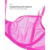 imageINLYRIC Womens Sheer Demi Balconette Bra  Sexy Mesh Unlined Underwire See Through Demi BrasGlitter Rose  Size Up One Cup