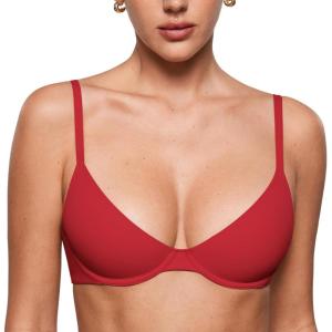 imageINLYRIC Womens Inbarely Plus Balconette Bra  Lightly Padded Underwire Sexy Tshirt Demi Bras SupportiveLipstick Red  Size Up One Cup