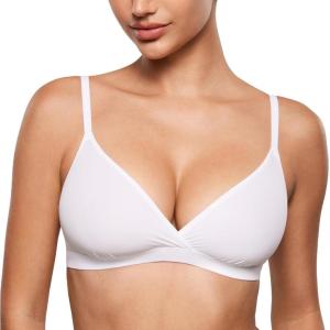 imageINLYRIC Womens Inbarely Triangle Bralette Comfortable Unlined V Neck Wireless Smoothing Bra Top StretchWhite  See Through