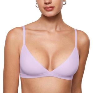 imageINLYRIC Womens Inbarely Triangle Bralette Plunge Unlined Seamless Bra No Underwire Sexy Comfortable EverydayOrchid Hush