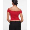 imageINLYRIC Womens Inbarely Soft Off The Shoulder Tops Versatile Going Out Trendy Shirts Y2K Spring Summer OutfitsLipstick Red