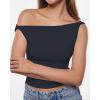 imageINLYRIC Womens Inbarely Soft Off The Shoulder Tops Versatile Going Out Trendy Shirts Y2K Spring Summer OutfitsTrue Navy