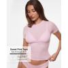 imageINLYRIC Womens Inbarely Soft Short Sleeve Tops Crew Neck Summer Going Out Tees Basic Slim Fitted Breathable TShirtSweet Pink