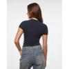 imageINLYRIC Womens Inbarely Soft Short Sleeve Tops Crew Neck Summer Going Out Tees Basic Slim Fitted Breathable TShirtTrue Navy