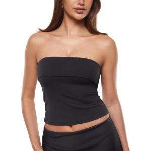 imageINLYRIC Natrelax Womens Tube Tops Strapless Tank Tops Sexy Summer Going Out Crop Tops Trendy Bandeau TopsBlack  Go Up One Size