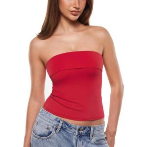 imageINLYRIC Natrelax Womens Tube Tops Strapless Tank Tops Sexy Summer Going Out Crop Tops Trendy Bandeau TopsLipstick Red  Go Up One Size